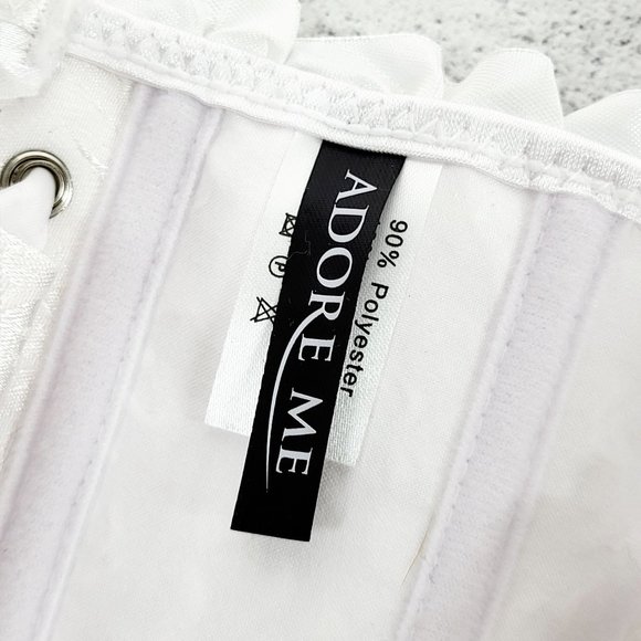 NEW ADORE ME White Corset LARGE Ruffle Tie Bride Bridal Wedding Ruffle Trim - Picture 4 of 10